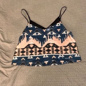 Sequined triple print crop top